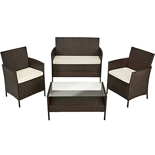 Yeer Poly Rattan Sitzgruppe Lounge Garten Garnitur Gartenmöbel Tisch Bank Stuhl Set (Color : Braun) – Bild 3