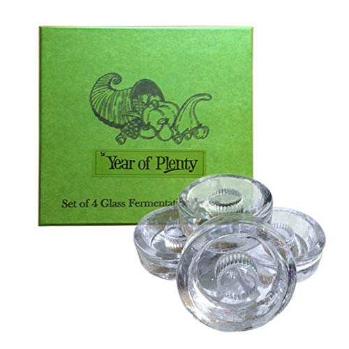 Year of Plenty Fermentation Weights - NonSlip Grip Handle - for Fermenting Sauerkraut, Pickles, Kimchi in Wide Mouth Mason Jars - Lead/Cadmium Free - (Set of 4) (Best Kimchi Brand In Us)