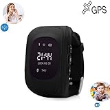 TKSTAR GPS/GSM Tracker Watch for Kids Children Smart Anti-Lost Wrist Watch Bracelet Pedometer Sleep Tracker App for All Smartphone GSM Track without Sim Card Q50 (Black)