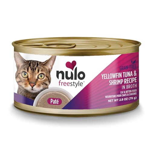 NULO MINCED YELLOWFIN TUNA & SHRIMP WET CANNED CAT FOOD, 2.8 OUNCE CANS, PACK OF 12