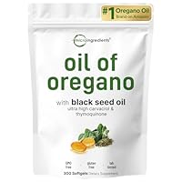 Micro Ingredients Oil of Oregano Softgels, 300 Count | 2 in 1 Formulated with Black Seed Oil, 4X Strength Carvacrol & Thymoquinone | Plant Based, Non-GMO, & Immune Support*