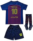 Da Games Youth Sportswear Barcelona Messi 10 Kids Home Soccer Jersey/Shorts Football Socks Set (4-5 YEARS OLD, Home)