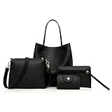 Clearance!4Pcs Women Bags,Todaies Women Pattern Leather Handbag+Crossbody Bag+Messenger Bag+Card Package Pink,Brown,Black,Gray,Red 2018 (4PCS, Black)