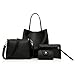 Clearance!4Pcs Women Bags,Todaies Women Pattern Leather Handbag+Crossbody Bag+Messenger Bag+Card Package Pink,Brown,Black,Gray,Red 2018 (4PCS, Black)