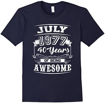 Mens July 1977 40 years of being awesome tshirt Medium Navy