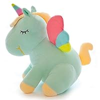 Smilesky Rainbow Unicorn Stuffed Animal with Wings Super Soft Plush Colorful Unicorns Toys Mint Green 10"