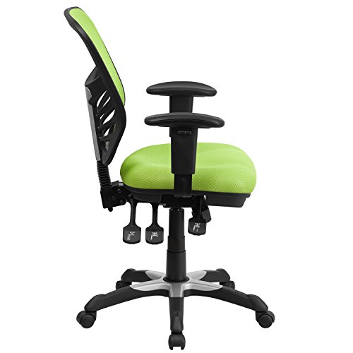 Flash Furniture Mid-Back Green Mesh Multifunction Executive Swivel Chair with Adjustable Arms
