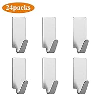 MOKARO Towel Adhesive Hooks Stainless Steel,Damage Free Hanging Hooks Mini, 24-Hooks,Rectangle