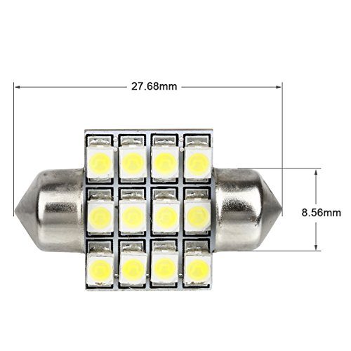 Partsam Festoon 28mm LED Light Bulbs for Interior Lights Map Dome Door Courtesy Light Bulbs DE3021 3175 -White 6Pcs - Thumbnail 2