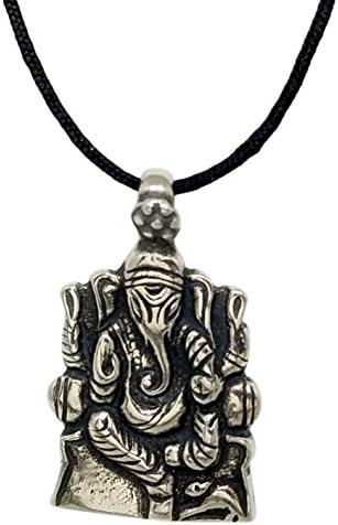 Ganesh Pendant Necklace On Long Black Adjustable Cord