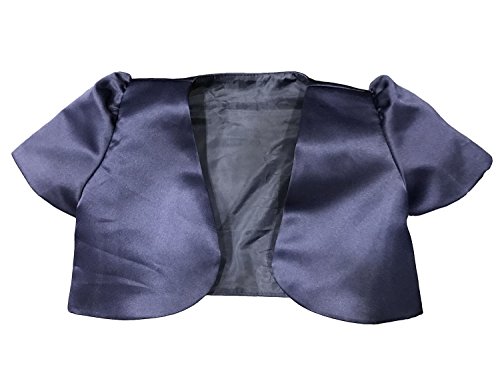 ICSTH Girls Bolero Shrug Short Sleeve Cardigan Age 4-12 Years (8-9 Years, Dark Blue)