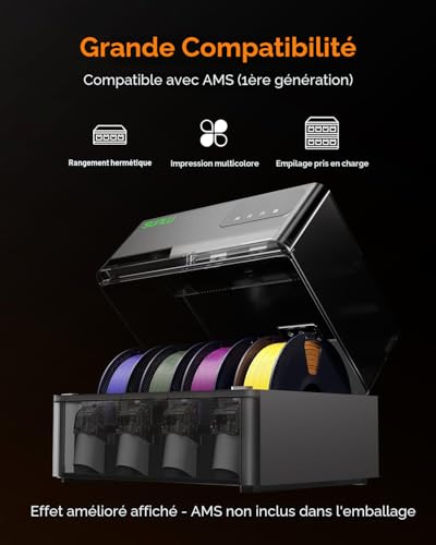 SUNLU Official AMS Heater, Simultaneous Drying and Printing, 3D Filament Dryer for AMS Gen 1, Intelligent Humidity Control, Heating to 70°C in 20 Min for 4 Coils