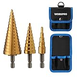 WORKPRO 3-Piece Step Drill Bit Set, 1/4" Hex Shank