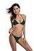 SHEKINI Women's Tie Side Bottom Push Up Padded Top Triangle Bikini Bathing Suit (Valley green, Medium/(US 8-10))