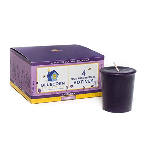 Bluecorn Beeswax 100% Pure Beeswax Aromatherapy Votives (4-Pack) (Relaxing: Lavender)