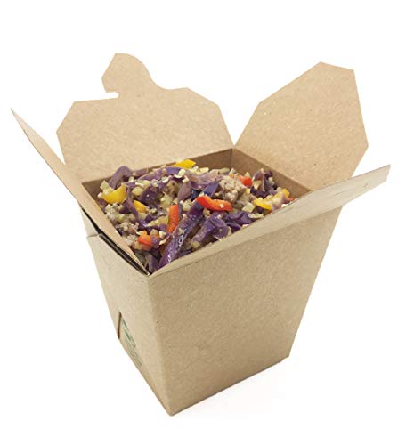 Takeout Food Container Boxes - Microwavable - Pack of 25 - Disposable - Recyclable - Easy Fold and Close Chinese Box - Kraft Brown (26 oz)