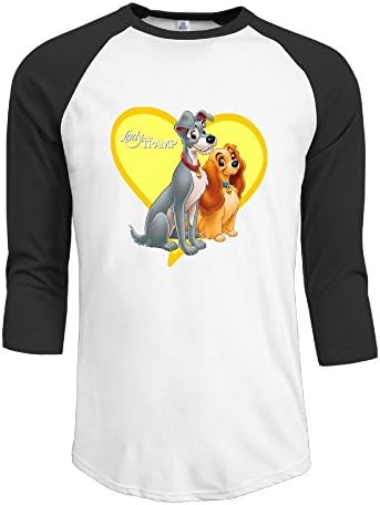 Lady And The Tramp Animated Mens 3/4 Sleeve Raglan Tee Shirts Design T Shirt Printing Men