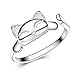 Winuxury Women's Elegant 925 Sterling Silver Small Cat Rings Genuine Evening Party Finger Ring