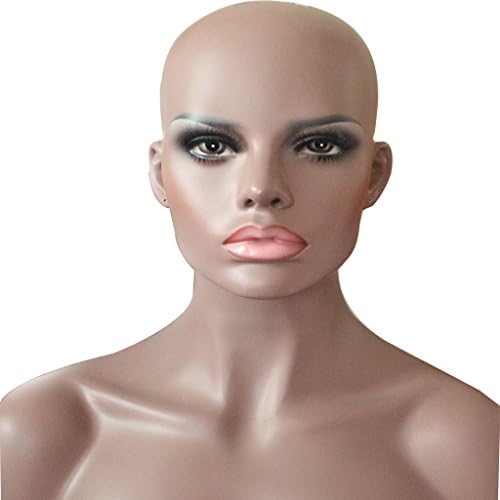 Wig Mall Mannequins Head Female Fiberglass Bust for Wig / Hat / Jewlery Display Style 4 Darker Color