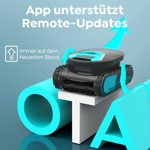 TALOSBO Pleco Pro Poolroboter Akku Wand und Boden, Wasserlinienreinigung, 210 Min Laufzeit, Doppelfilter, 3 Motoren System, Smarte App Steuerung, Kabelloser Poolsauger bis 200 m² 10