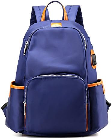 Women Girls Casual Water Resistant Nylon Backpack Purse Travel Work College Shool Bag (blue)