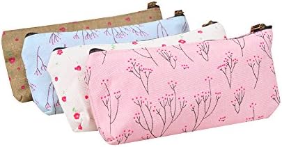 April Ya Flower Floral Canvas Student Pen Pencil Case Coin Purse Pouch Cosmetic Makeup Bag, Set of 4