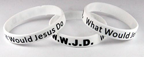 8060001 Set of 3 Pieces Child Size White Band with Black Print What Would Jesus Do Silic.