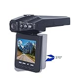 Lecmal 2.5 inches Car DVR Dash Cam / HD IR Dash Cam / Dash Camera for Car / Rotatable Camera Video Recorder with 270 Degrees Whirl / Traffic Dashboard Camcorder / Loop Recording Camera Recorder -Black