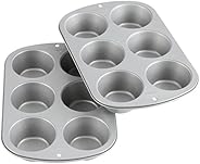 Wilton Recipe Right Non-Stick 6 Cup Jumbo Muffin Pan, Set of 2