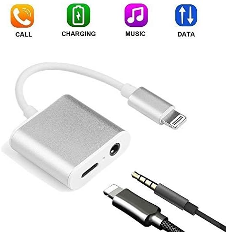 iPhone 7 Aux Adapter, Sukey Lightning to 3.5mm Headphone Jack Audio Adapter 3 in 1 Aluminum Lightning Adapter Lightning Headphone Audio and Charger Adapter for iPhone 7 /7Plus /8 /8Plus /X …
