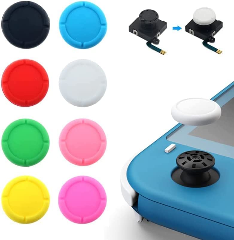 Photo 1 of 1PCS 3D Analog Joystick Cover Thumb Stick Cap Replacement for Nintendo Switch Lite?Analog Thumb Stick Cap for Joy Con Controller (Black)