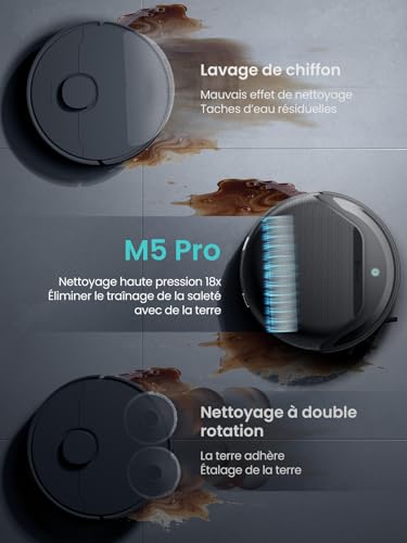 Lefant M5Pro Robot Vacuum Cleaner Washer, 18000 Pa, Instant Automatic Cleaning with Wheeled Mop, 75°C Mop Wash in Hot Water, 8mm Mop Lift, 5G/2.4G WiFi