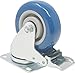 Online Best Service 4 Pack Caster Wheels Swivel Plate Brake Casters On Blue Polyurethane Wheels (3 inch with Brake)