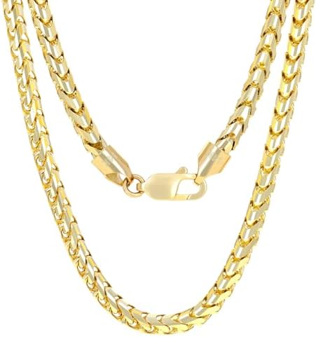 Nuragold 14k Real Yellow Gold Spiga Wheat 4mm Rounded Foxtail Palm