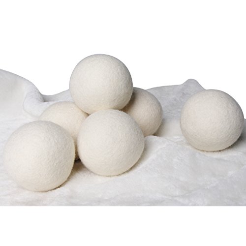 Wool Dryer Balls, 6-Pack Handmade Laundry Balla, 100% Organic New Zealand Wool, Perfect for Reducing Wrinkles & Drying Time