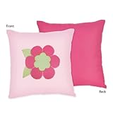 Sweet Jojo Designs Pink and Green Flower Decorative Accent Throw Pillow