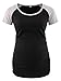 BBHoping Women's Baseball Crew Neck Raglan Sleeve Side Ruched Maternity T Shirts Top Pregnancy Shirt Black Light Grey Medium