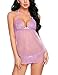 Avidlove Women Babydoll Lingerie Lace Chemise Halter Nightwear Teddy Dress (S, Purple(#5092))