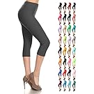 Leggings Depot Women's Popular Basic Capri Cropped Regular and Plus Solid High Waist Leggings (Plus (Size 12-24), Charcoal Gray)