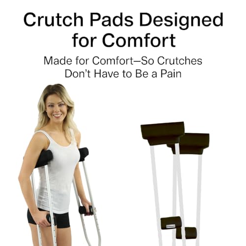 Crutcheze Original Crutch Pads & Hand Grips Covers – Premium Comfort Padding Accessory for Underarm Crutches –Breathable, Moisture-Wicking, Washable, Odor-Reducing USA Designed Black (Adult & Youth)