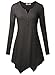 DJT Women's Henley Neck Long Sleeve Hankerchief Hemline Tunic Top X-Large Dark Heather Grey