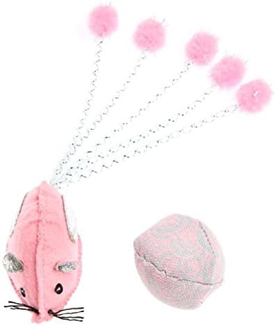 Whisker City - 2 Pack Catnip Filled Pom Plush Mouse and Ball Cat Toy