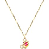 Dtja Dainty Gold Crab Pendant Necklace for Women 14K Gold Plated Stainless Steel Pink CZ Crystal Eyes Cute Ocean Sea Animal Charms Link Chain Adjustable Delicate Birthday Holiday Jewelry Gift 18"
