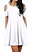 OFEEFAN Women's Cold Shoulder Loose Fit Flowy Style Dress Tshirt Loose Dress White L