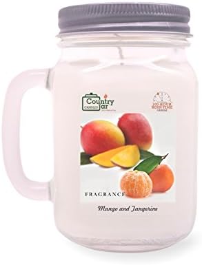 Country Jar Mango and Tangerine Candle (Handled-Mason) 100% US Grown Soy Wax / 100 Burn Hours :::: March Sale!