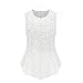 Aokin Ladies Scoop Neck Sleeveless Lace Shirt Blouse Top (M, White)
