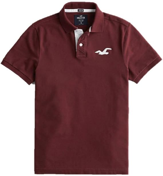 Hollister New Burgundy Flex Stretch Polo Shirt Men SZ Small/S Amazon