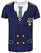 Funny World Men's Captain Costume T-Shirts (XL, Blue)