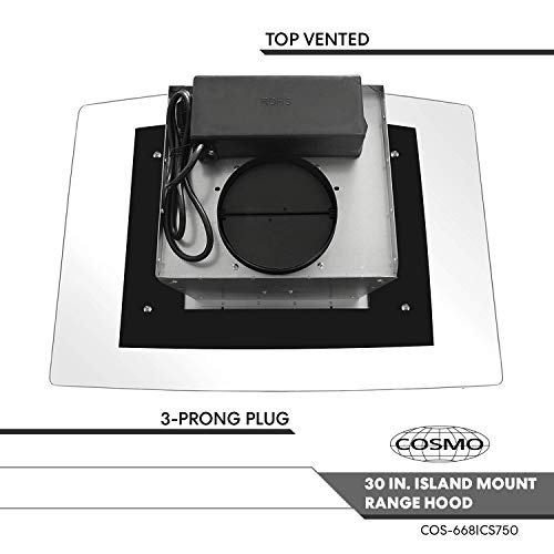 Cosmo 30" Island Range Hood, 900-CFM Stainless Steel - Image 7