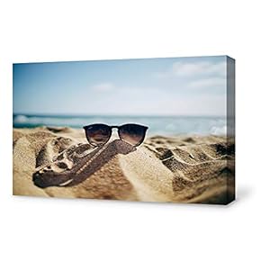 Canvas Wall Art Sunglasses on Beach Modern Home Decor Canvas Painting Wall Decoration for Bedroom Living Room - 12x18 inches